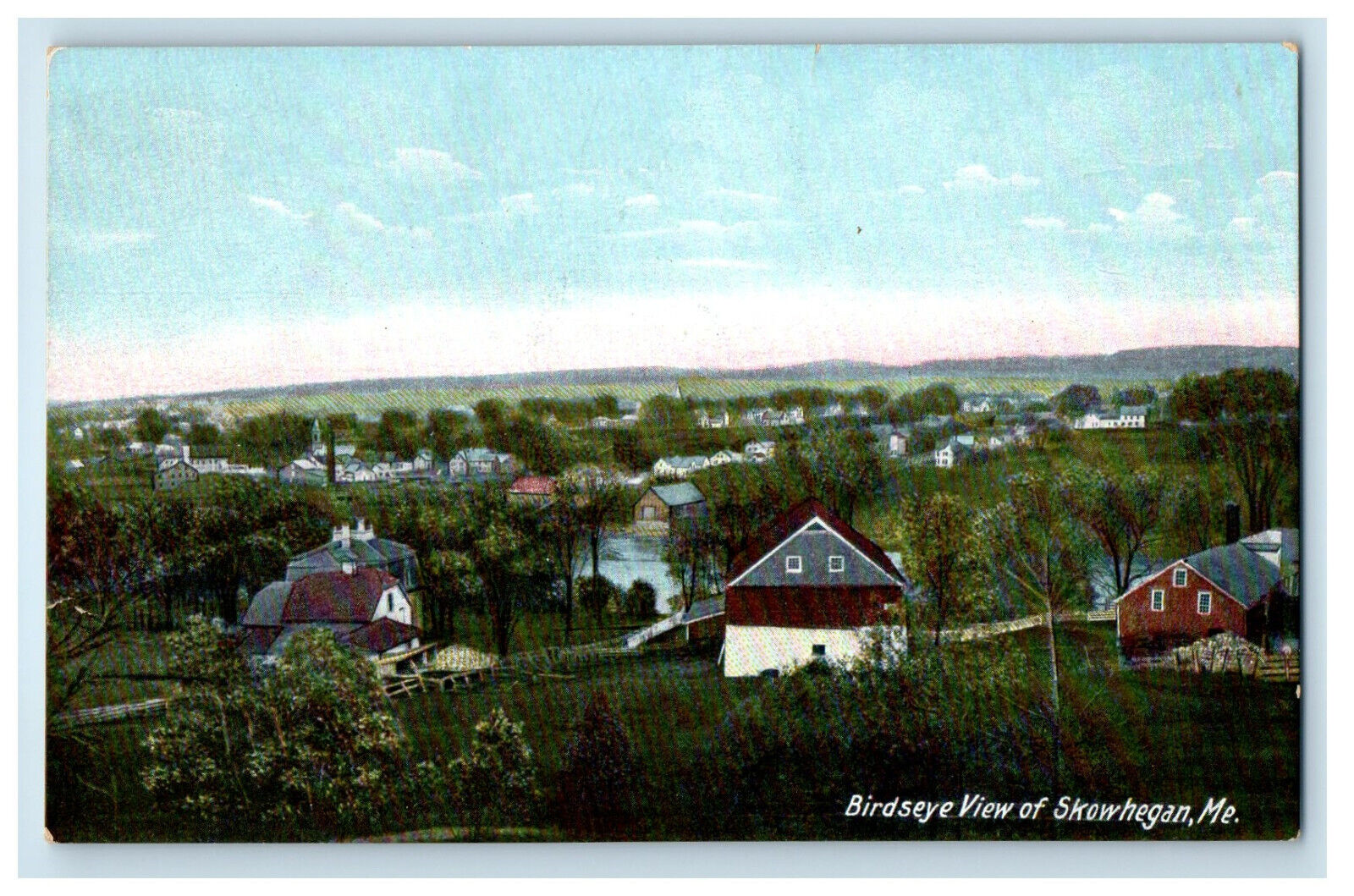 c1910 Bird\'s Eye View of Skowhegan Maine ME Unposted Antique Postcard