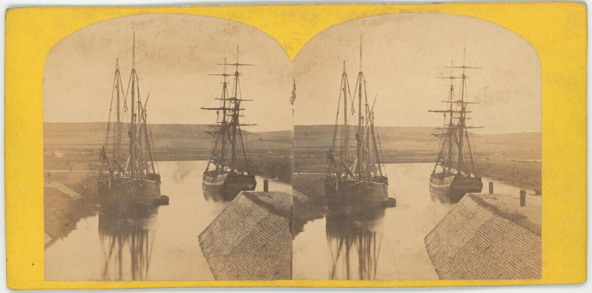 Stereo circa 1865. Boats. Sailboats. To be located.