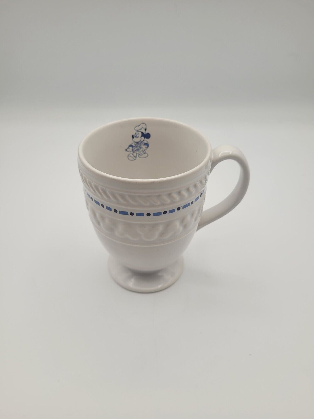 Gourmet Mickey~  Disney  White/ Blue  Embossed Mickey Mouse  8oz Cup Mug