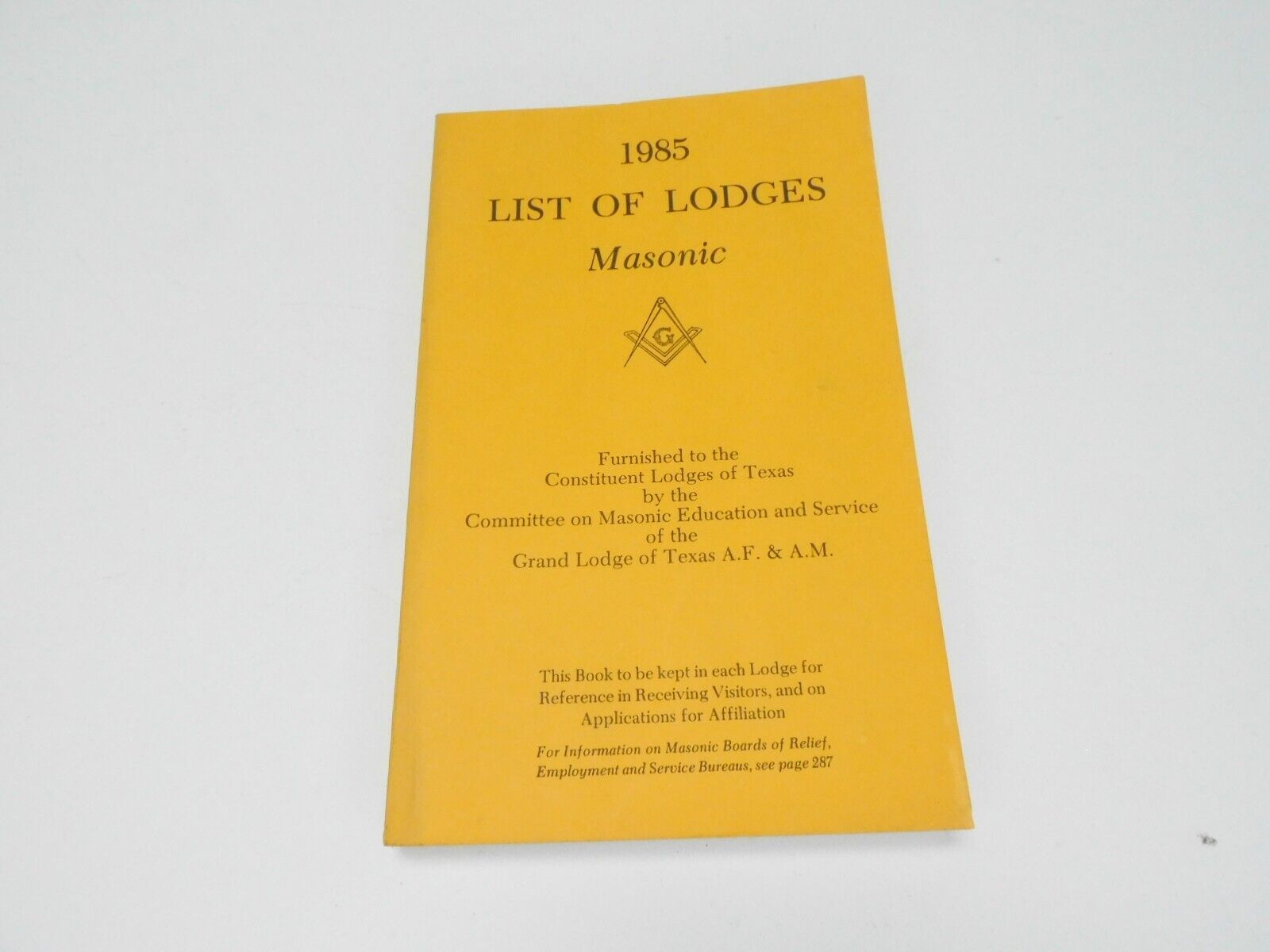 1985 Vintage Masonic List of Lodges - Names Locations Numbers USA Rare