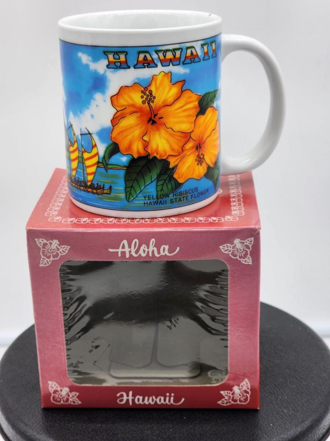 Hawaii Islands 80s Vintage State Bird/Flower Souvenir Coffee Mug NEW WITH BOX