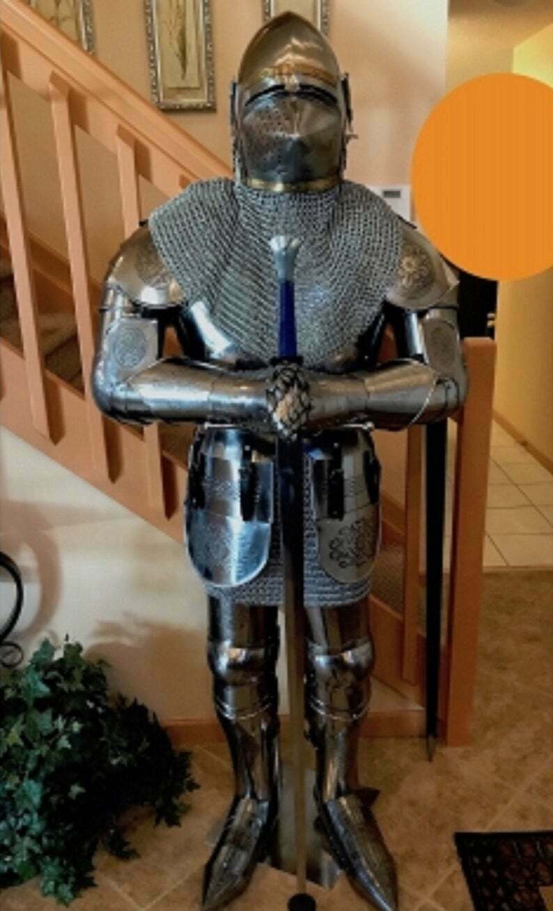 Medieval Aching  Armor Pig Face Armour Suit Combat Knight Crusader Suit of Armor