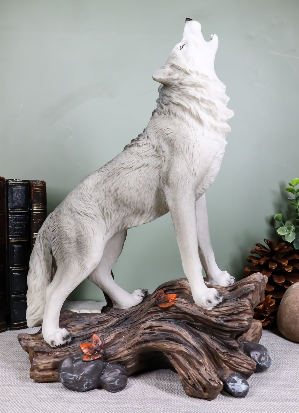 Large Cries Of The Night Howling Alpha Gray Wolf Statue 12\