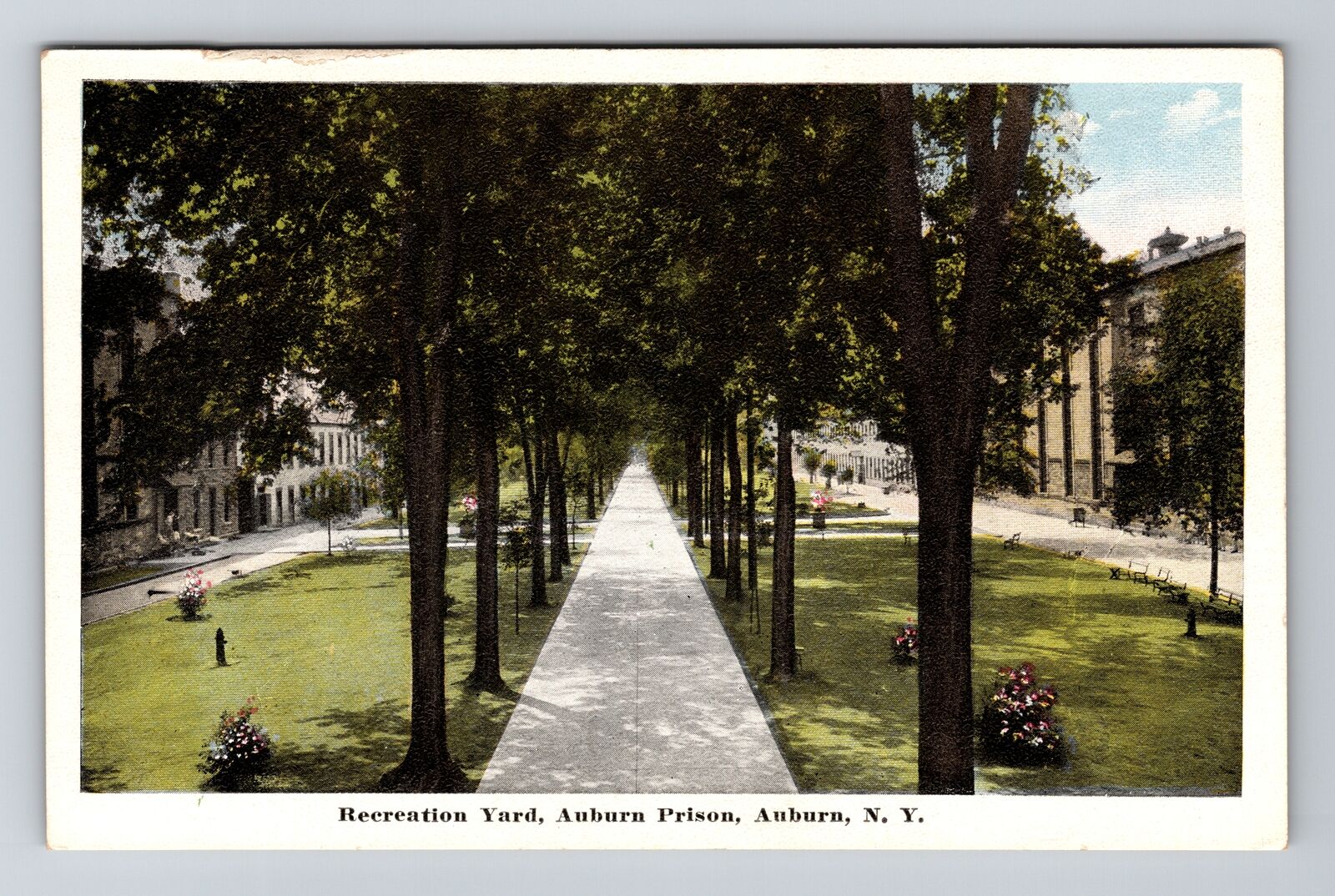 Auburn NY-New York, Recreation Yard, Auburn Prison, Vintage Postcard