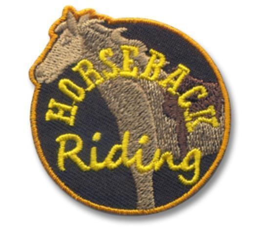Boy Girl cub HORSEBACK RIDING lesson Fun Patches Crests Badges GUIDES SCOUT