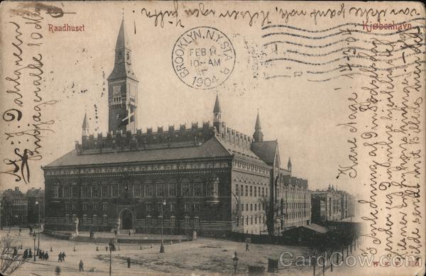 Denmark 1904 Copenhagen Raadhuset Postcard 10o stamp Vintage Post Card