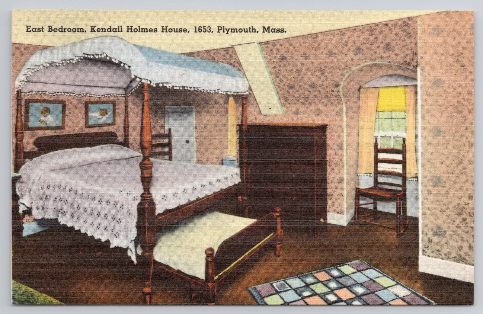 Kendall Holmes House Plymouth Massachusetts MA Postcard East Bedroom UNP
