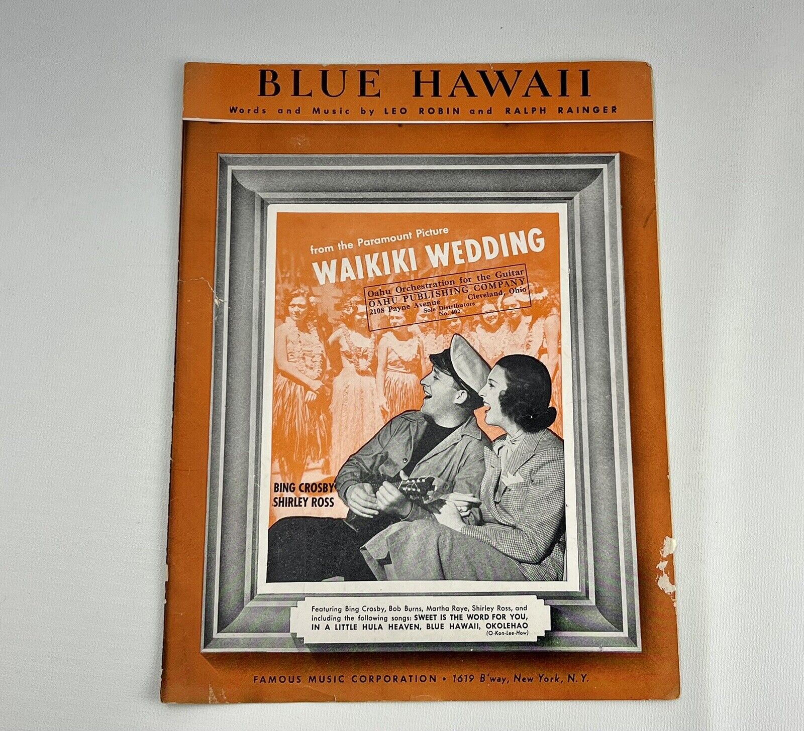 Vintage Hawaiian 1937 Blue Hawaii Sheet Music Waikiki Wedding Bing Crosby