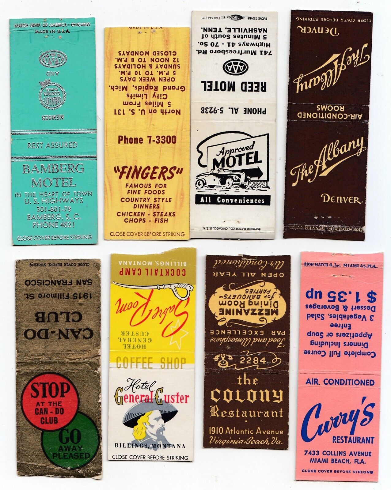 Vintage Lot of 8 Advertising Matchbook covers ( Lot # 11 )