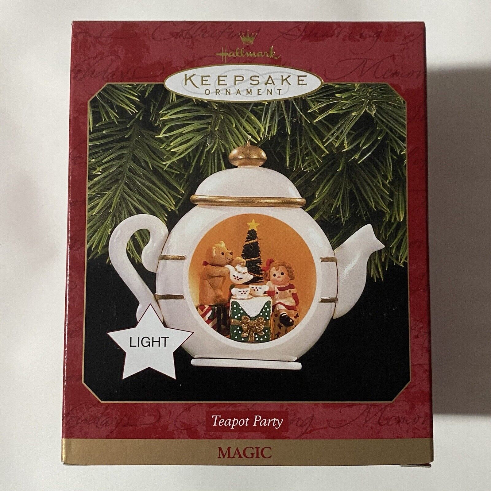 1997 Hallmark Keepsake Christmas Holiday Ornament Teapot Party Magic Light