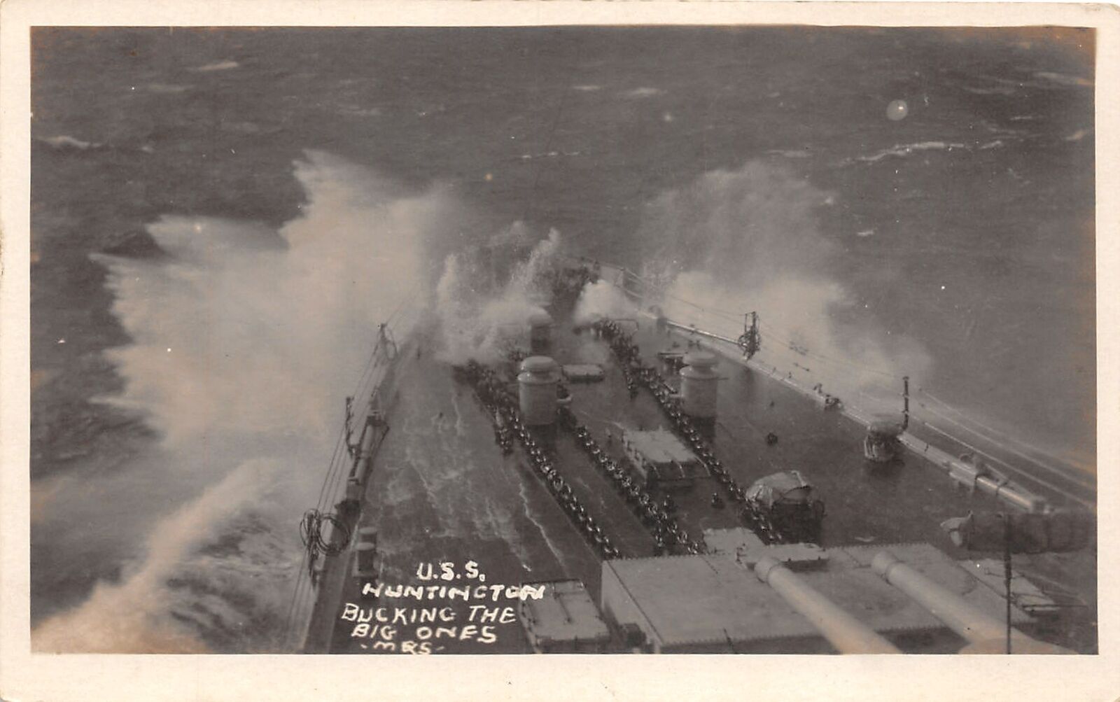 J36/ Ship RPPC Postcard c1920s U.S.S. Huntington At Sea Navy Cruiser 203
