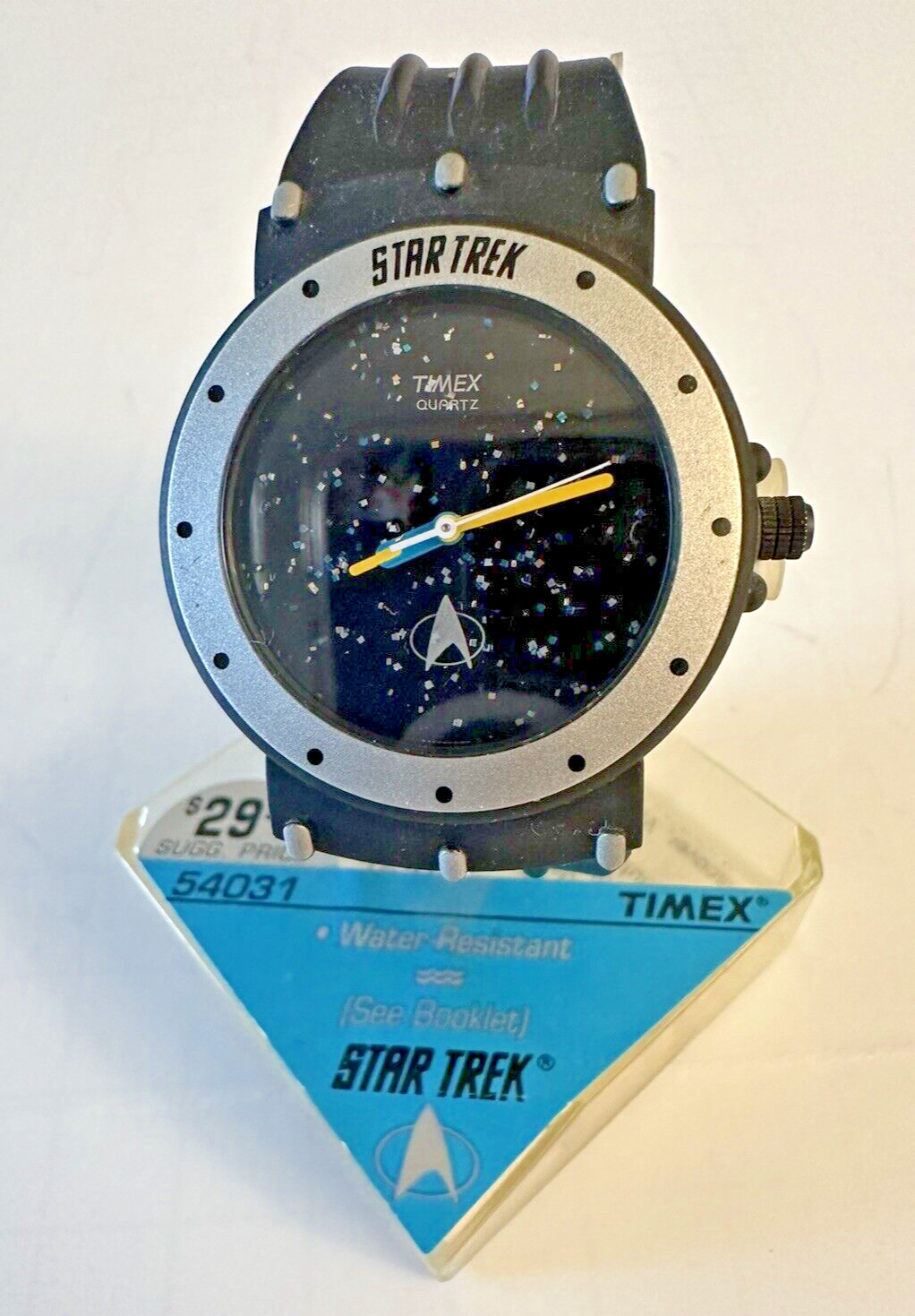 1990s Timex Star Trek Wrist Watch w/Stars- Unworn w/Battery Tab, Water Resistant