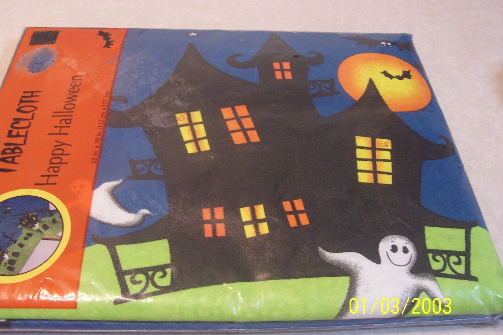 NEW Happy Halloween Tablecloth Spooky House, Bats, Ghost \