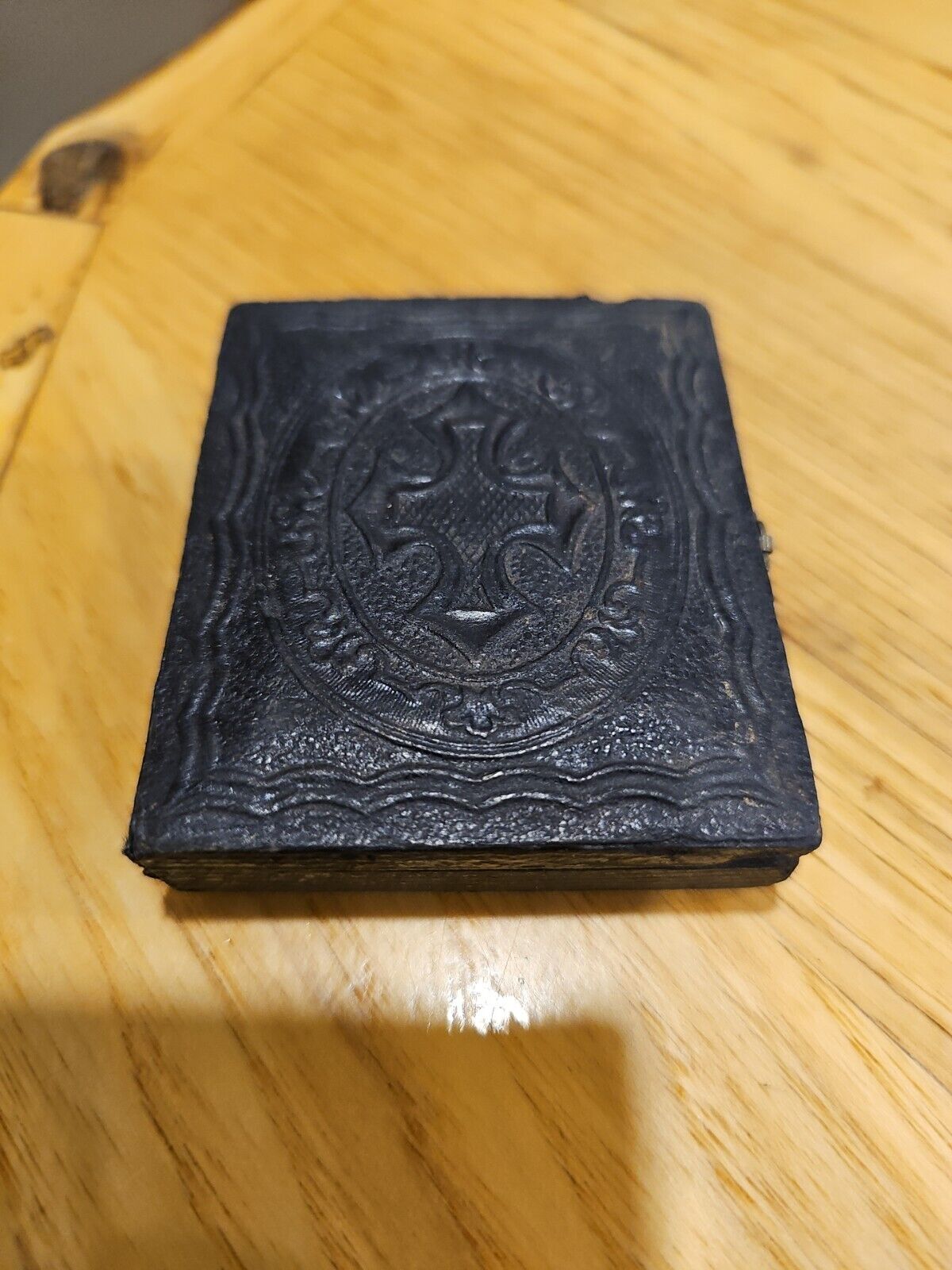 Antique Thermoplastic Photograph Union Case with Cross in the Middle