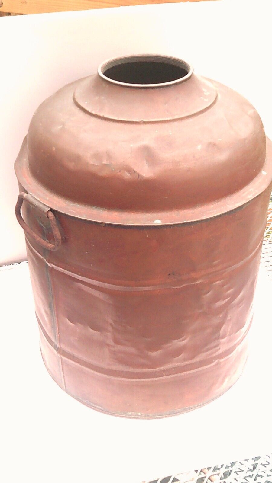 VINTAGE RARE COPPER CONTAINER / TANK with THREADED TOP PORT Excellent Patina