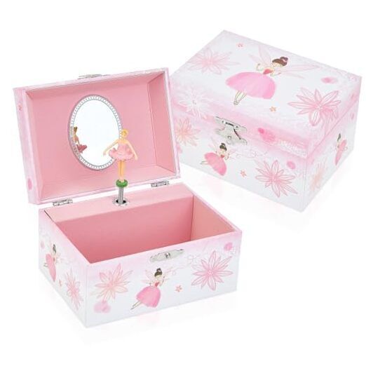 Girl\'s Gift Music Box with Spinning Ballerina,Fairy Design Musical Jewelry Box 