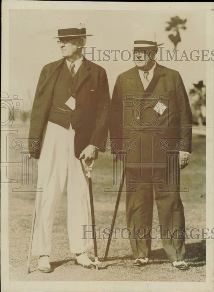 1936 Press Photo George Ade and Ort Wells attend the Miami Open Tournament