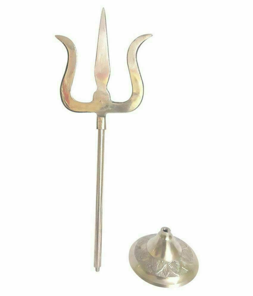 MAHADEV TRISHUL PURE BRASS 6 inch For Hindu Pooja Temple Puja Collectibles