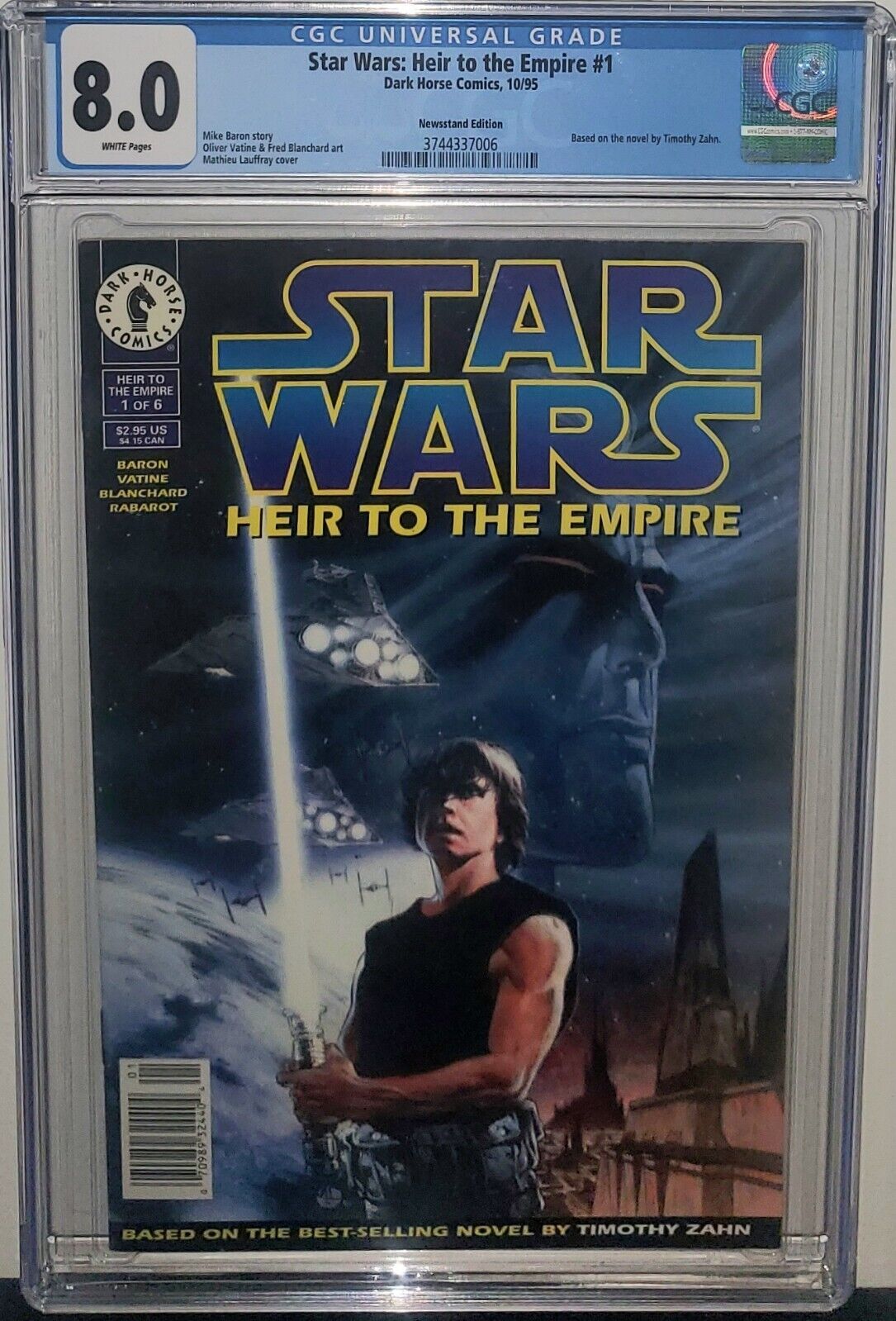 HEIR TO THE EMPIRE 1 CGC 8.0 RARE NEWSSTAND 1ST APPEARANCE OF THRAWN & MARA JADE