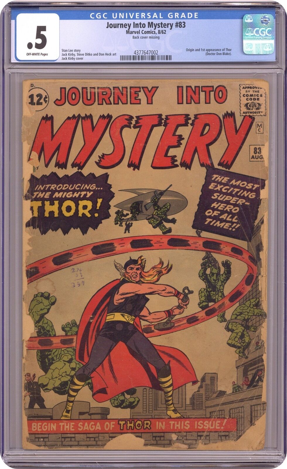Thor Journey Into Mystery #83 CGC 0.5 1962 4377647002 1st app. and origin Thor