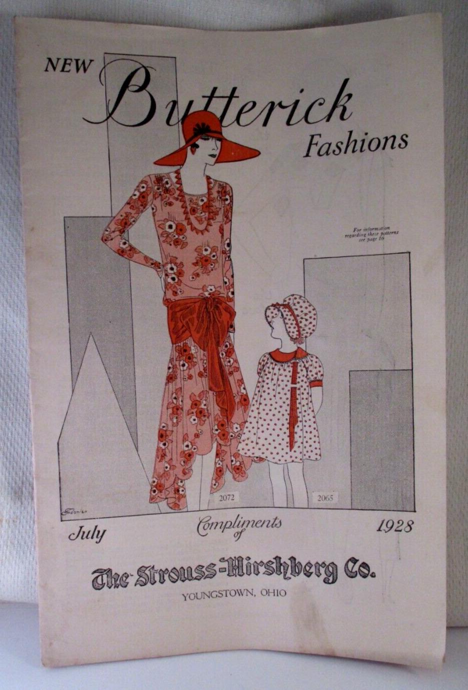 Vtg 1928 BUTTERICK FASHIONS Advertising STROUSS HIRSHBERG YOUNGSTOWN OH BROCHURE