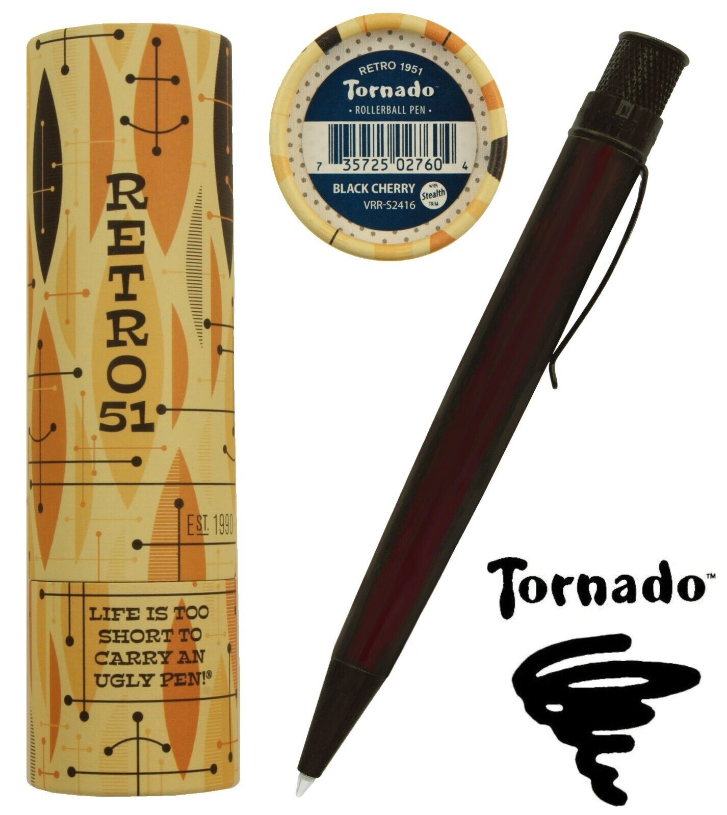 Retro 51 Black Cherry Stealth Twist Action Tornado Rollerball Pen / #VRR-S2416