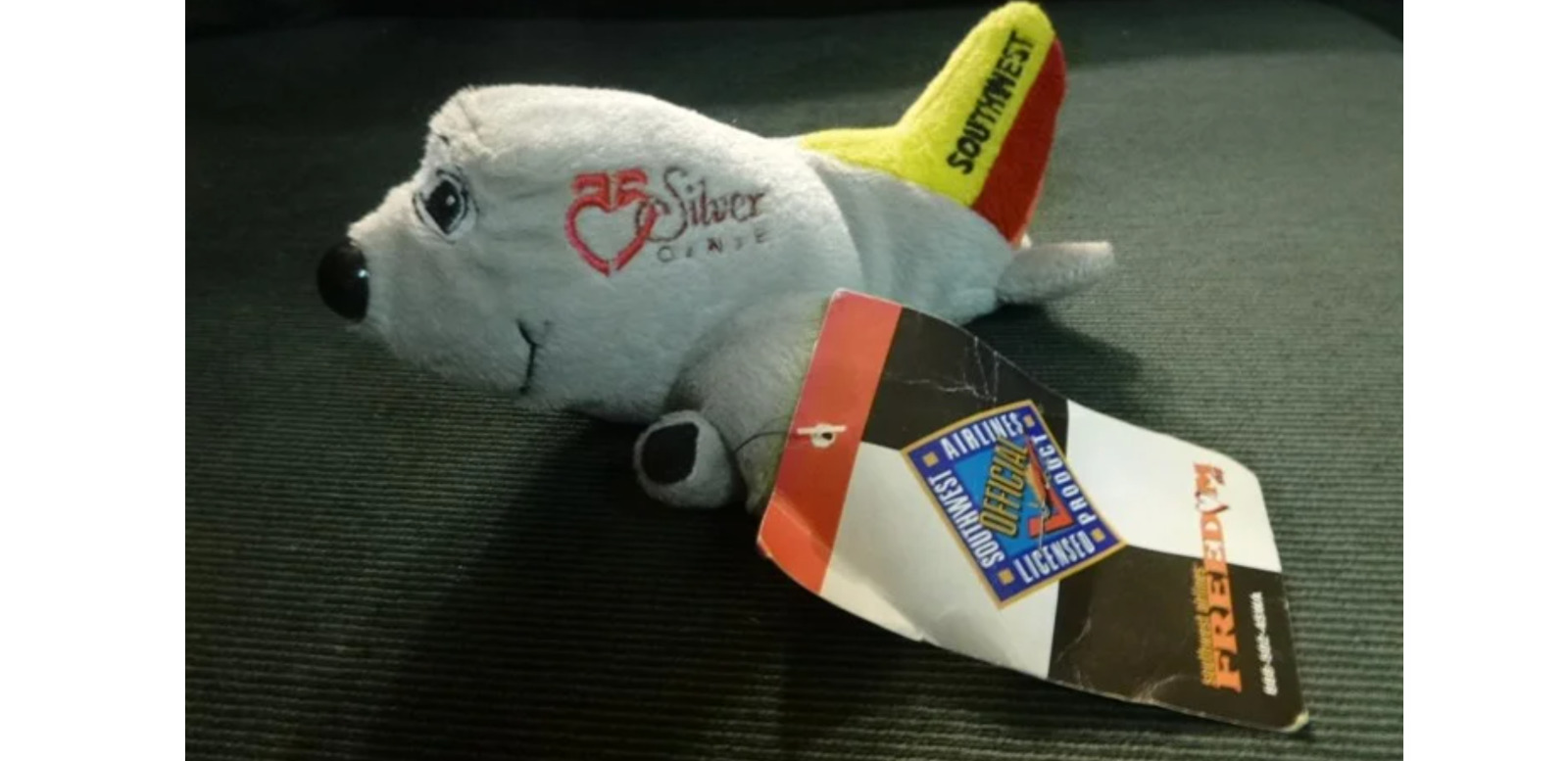 plush southwest airlines 1996 SILVER ONE with tags airplane rare