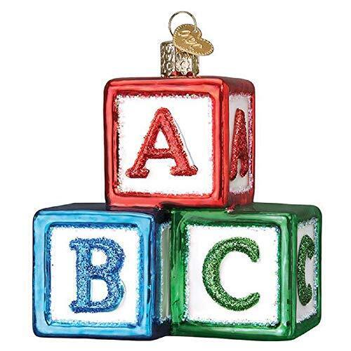 Old World Christmas ABC Blocks Blown Glass 2020 Unique Christmas Ornaments fo...