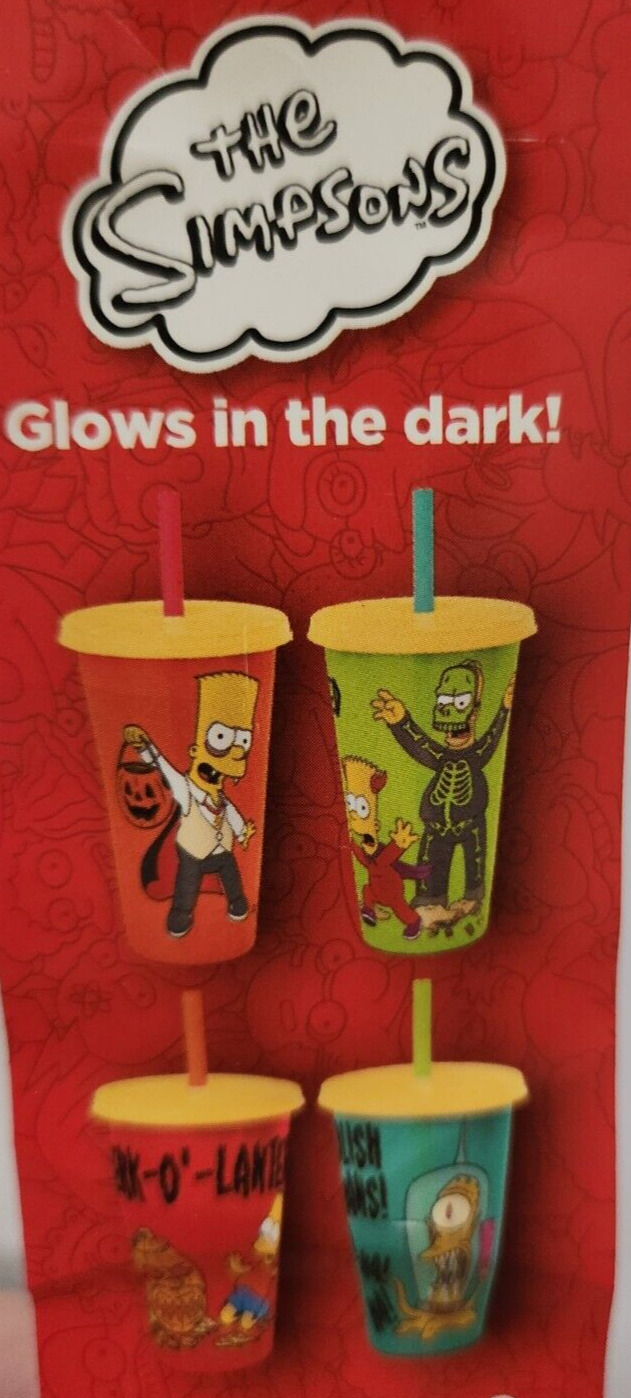 Glow In the Dark The Simpsons Halloween Tumblers with Straws by Zak *NEW*