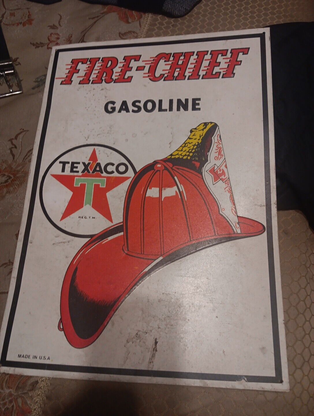 Rare Vintage 1957 Texaco Fire Chief Gasoline Gas Station Metal Advertising Sign