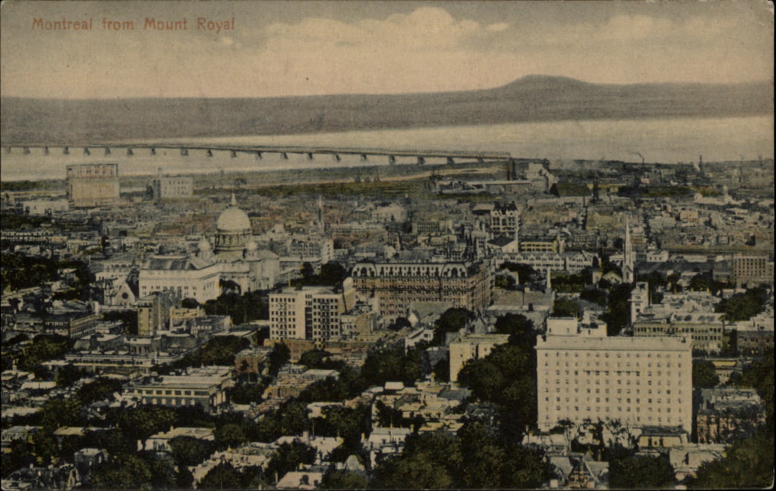 Montreal Quebec Canada Mount Royal aerial view ~ unused postcard sku553