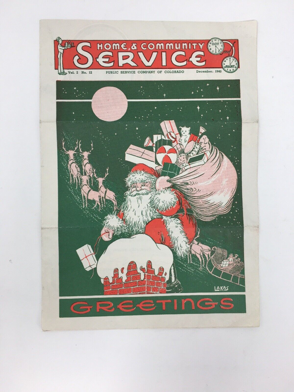 1940 Public Service Company of Colorado Pamphlet Santa Advertising Paper Doll