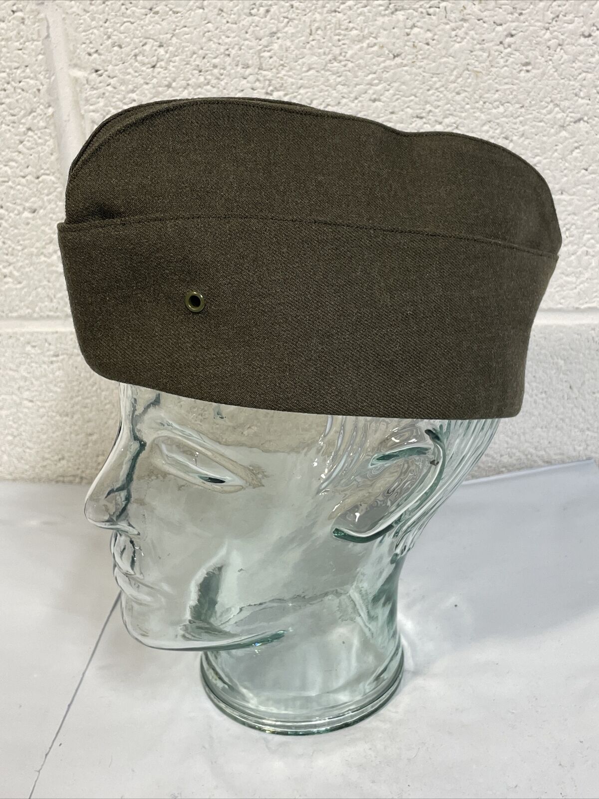 1950’s US Marines USMC Green Hat Cap Garrison Overseas 7 Wool Serge Lid Cutter
