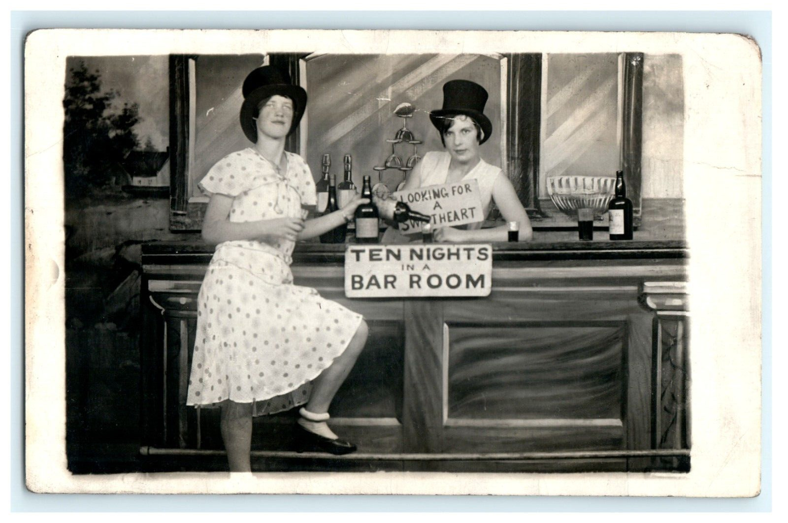 Ten Nights in a Bar Room Portrait Cross Dress? RPPC Waterbury CT