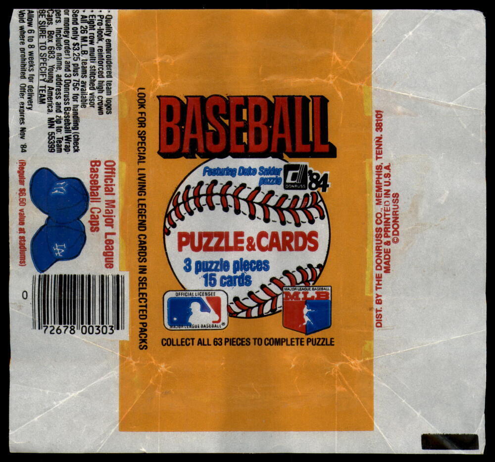 1984 Donruss Major League Baseball Wrapper