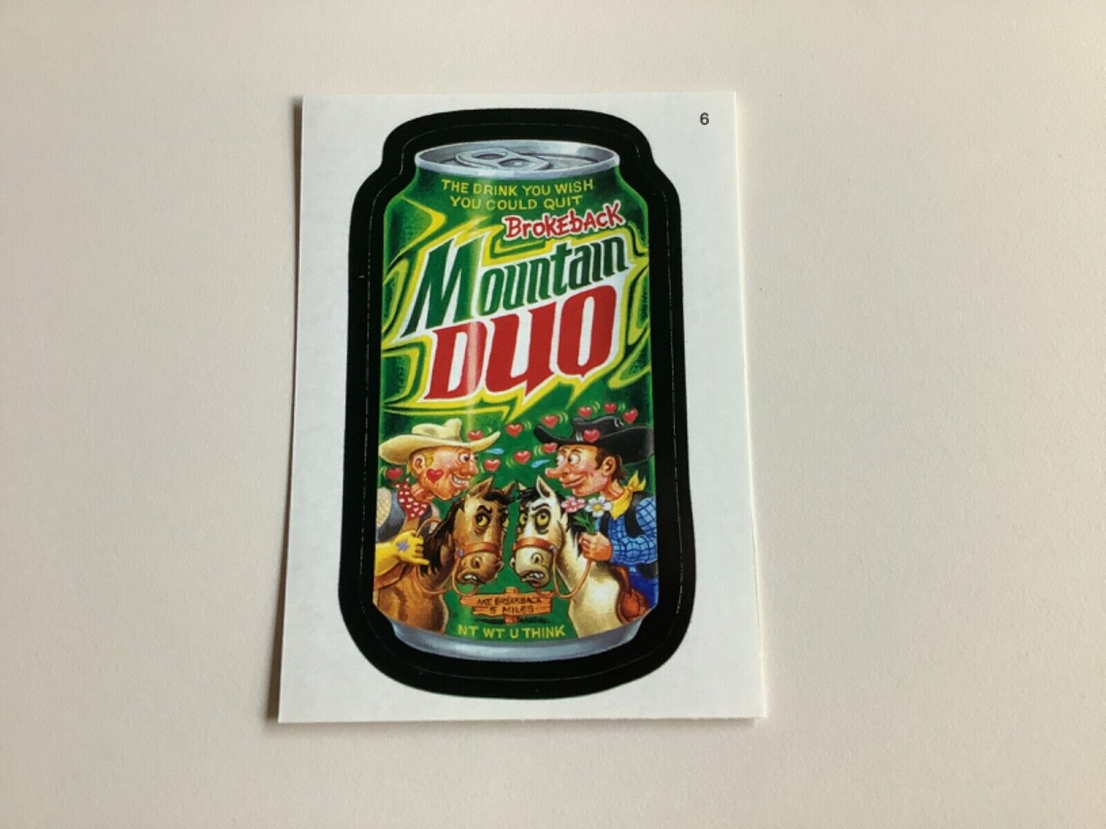 2006 TOPPS WACKY PACKAGES BROKEBACK MOUNTAIN DEW DUO PARODY CARD, GAY COWBOYS NM