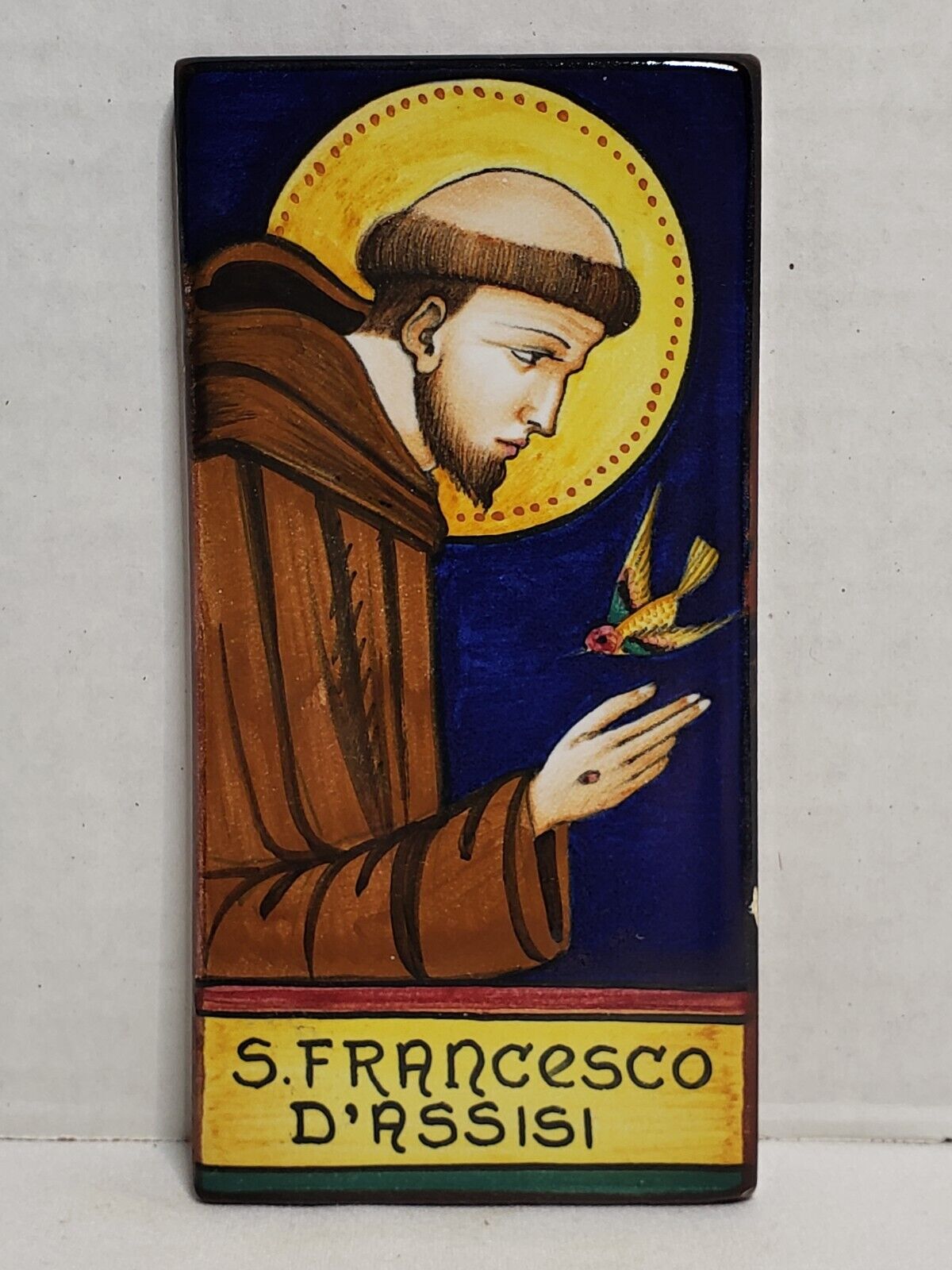 St. Francis of Assisi Tile S. Volpi Deruta Italy Hand-Painted Ceramic Catholic