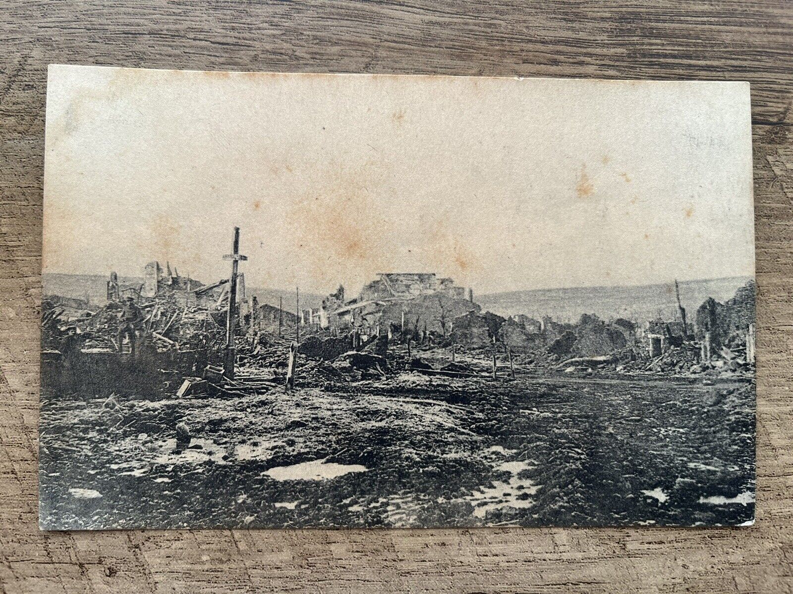 WW1 WWI Destroyed Village Battlefield - Antique Postcard