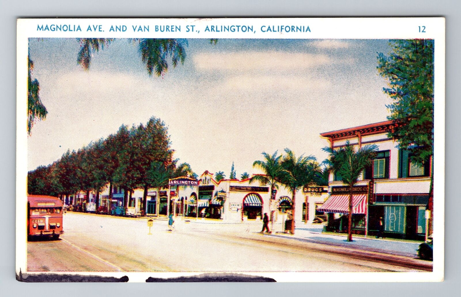 Arlington CA-California, Magnolia Avenue And Van Buren Antique Vintage Postcard