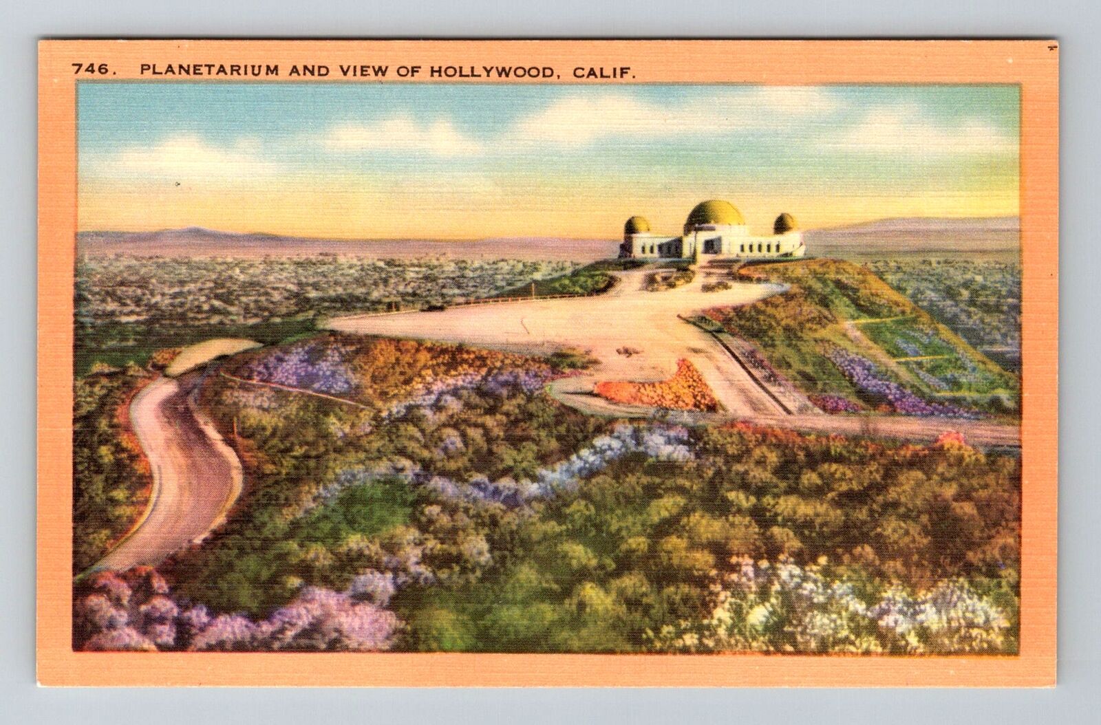 Hollywood CA-California, Panoramic of Planetarium, Hollywood, Vintage Postcard