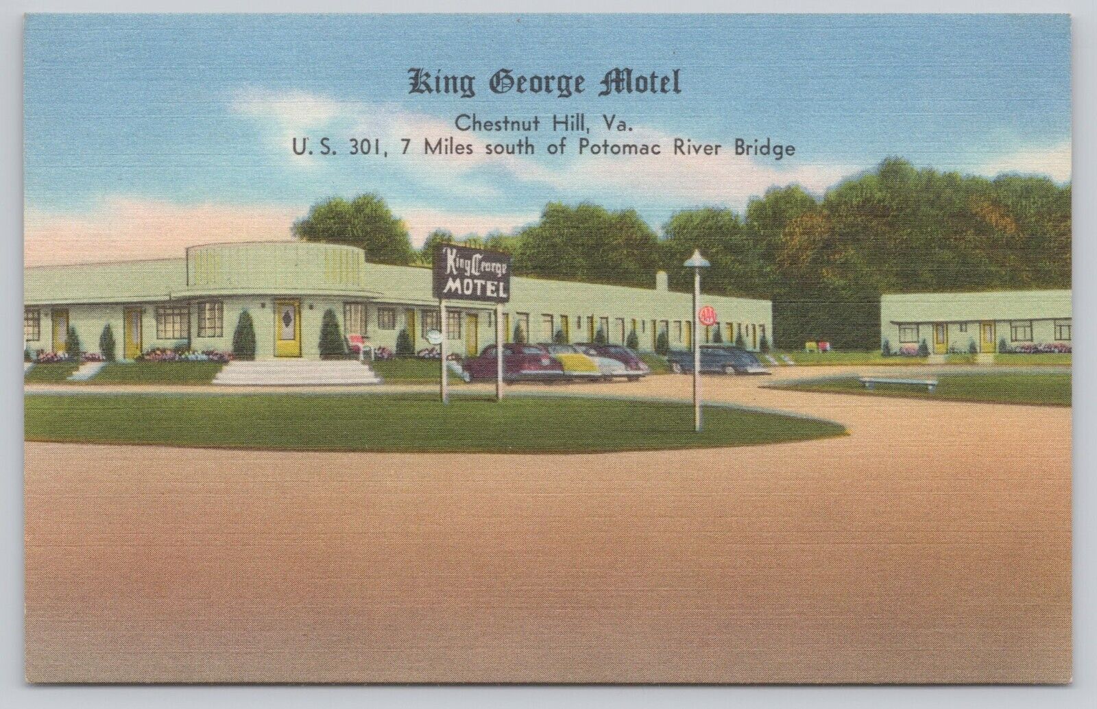King George Motel Chestnut Hill Virginia VA Vintage Linen Postcard