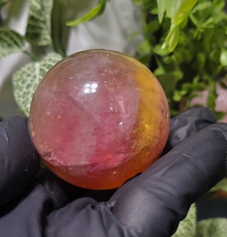 168G Natural beautiful Amitrine  colorful fluorite crystal sphere 45mm