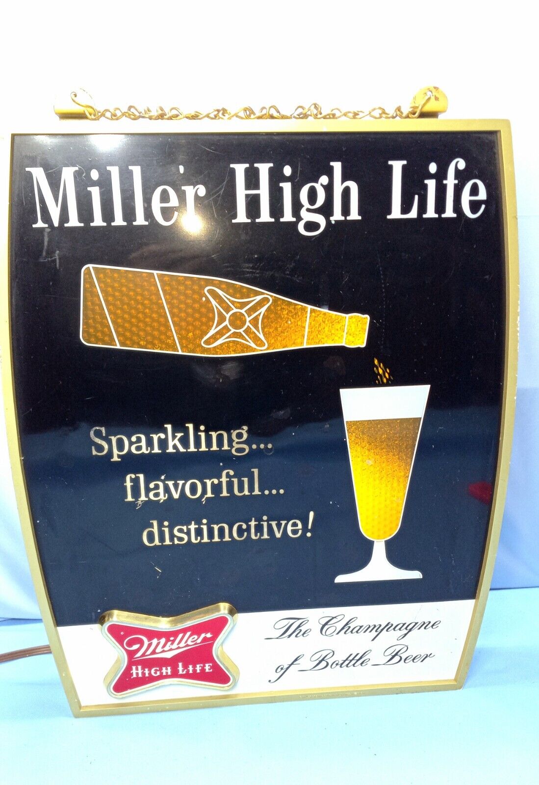 Rare Miller High Life Pouring Beer Motion Light Sign Animated Bar Champagne 
