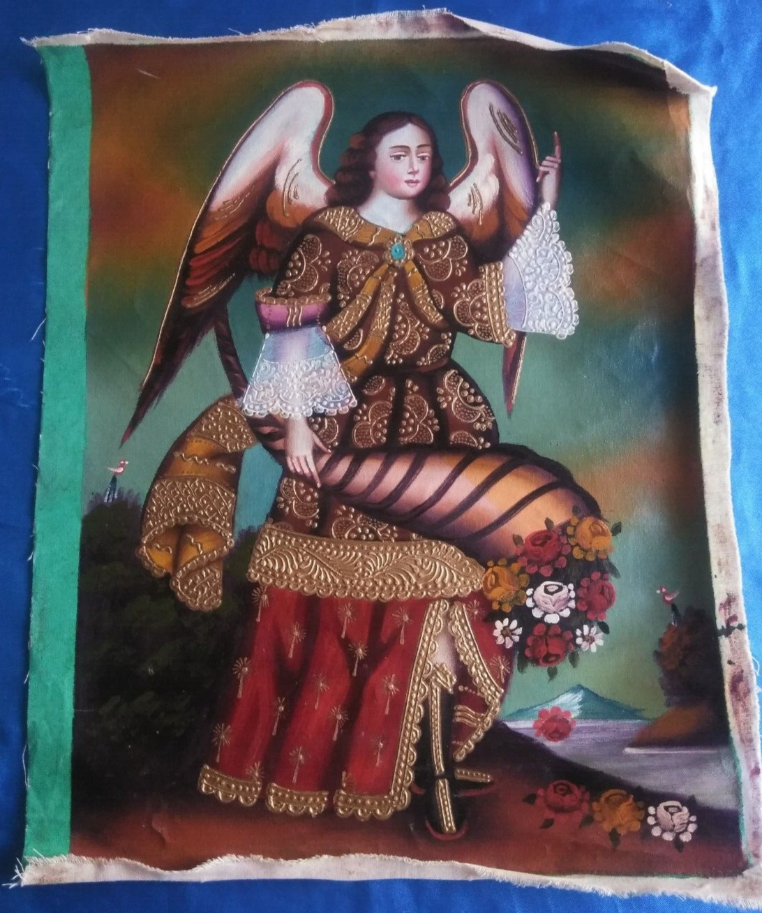 Cusco painting in oil on canvas Angel Gabriel de la Abundncia 16x 13
