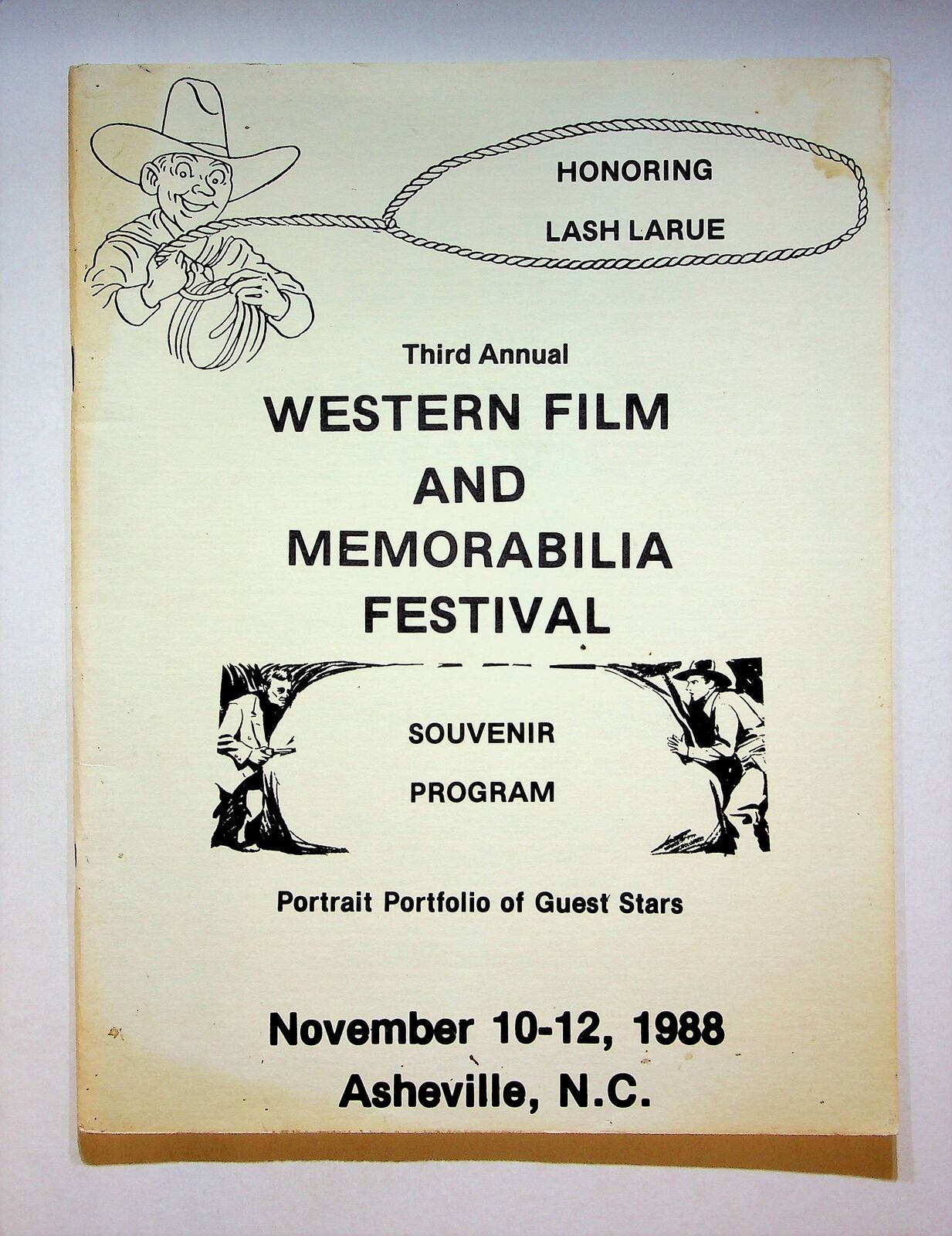 Western Film and Memorabilia Festival Program Book Nov 1988 VG Low Grade