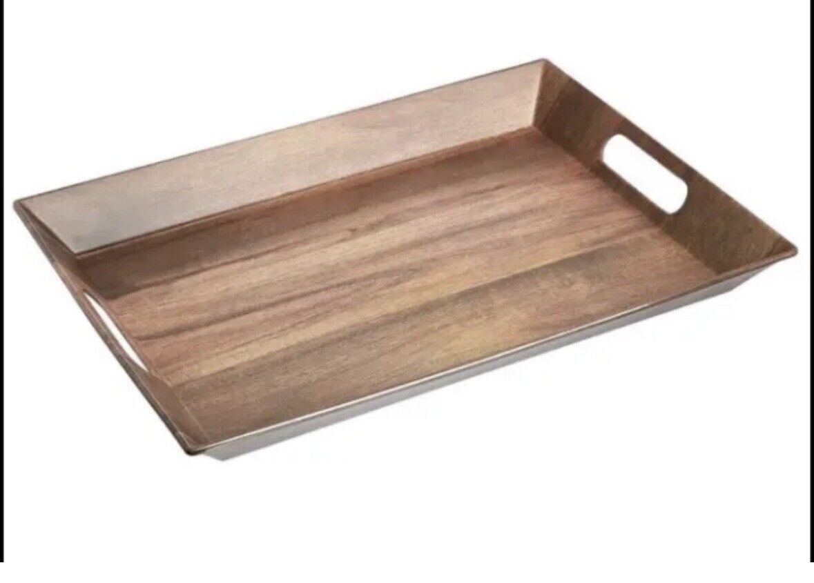 Large 19x15” Serving Tray Brown  Wood Grained Print Matte Finish