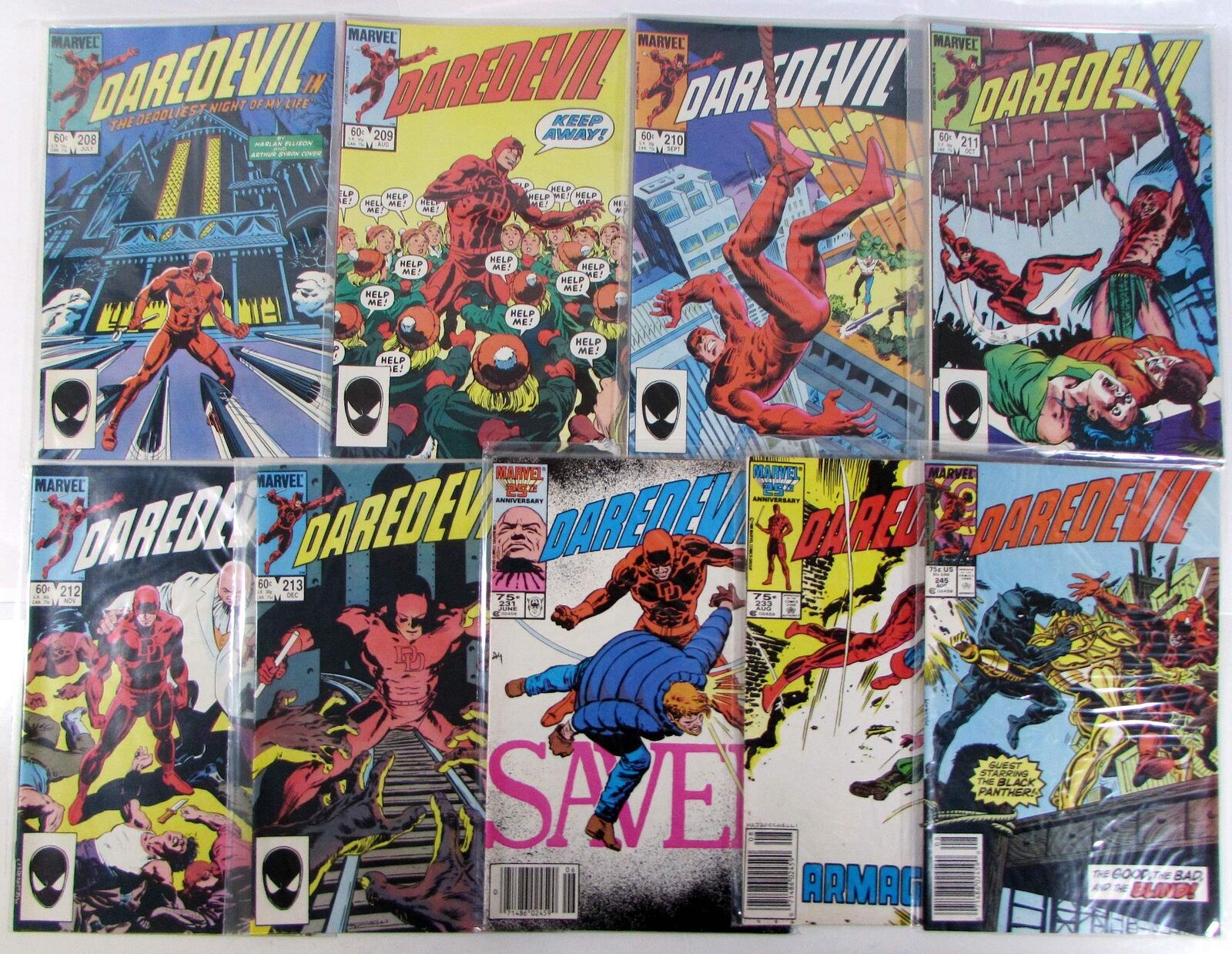 Daredevil Lot of 8 #208,209,210,211,212,213,231,233 Marvel (1984) Comics