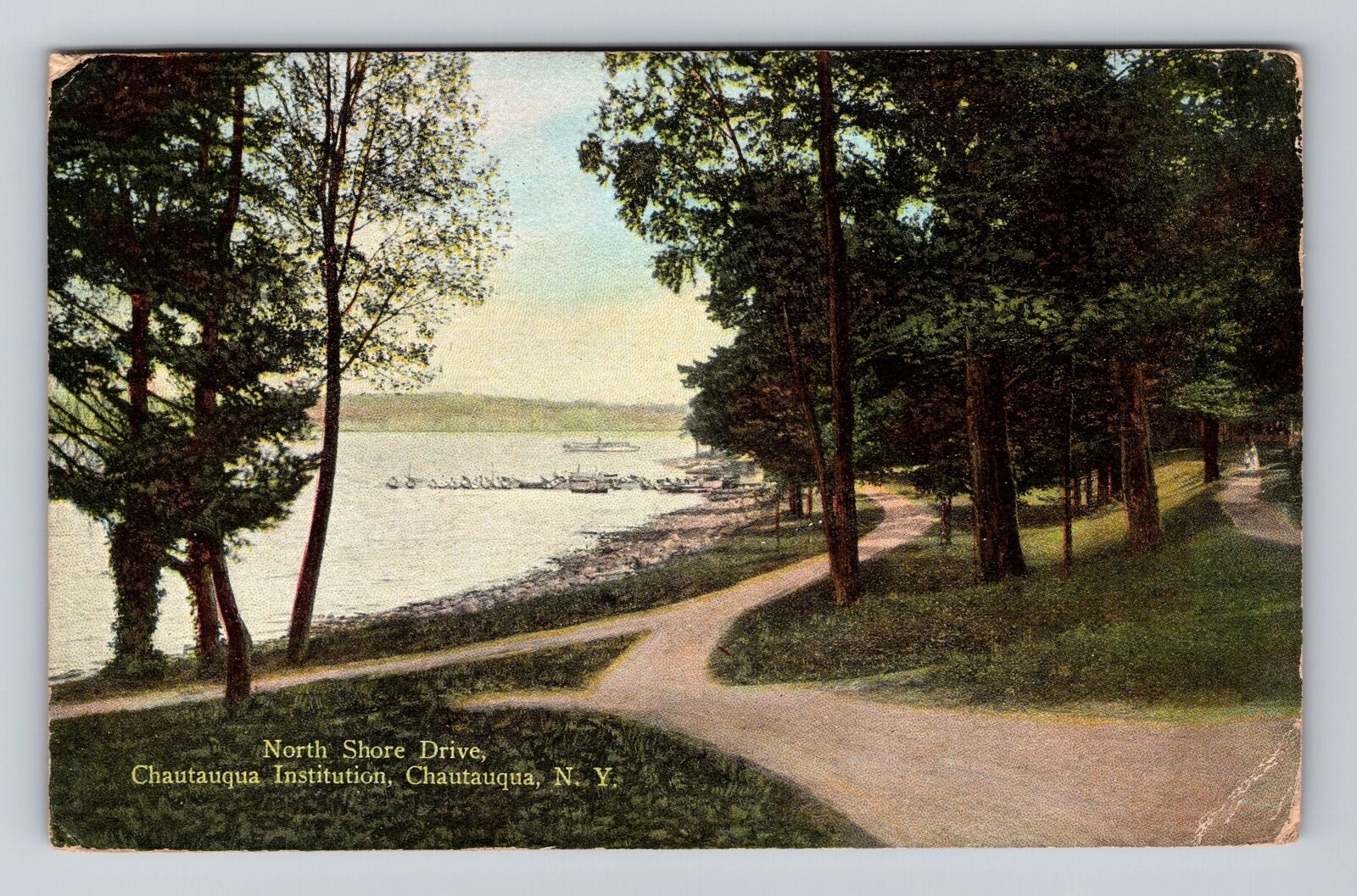 Chautauqua NY-New York, Chautauqua Institution North Shore Dr, Vintage Postcard