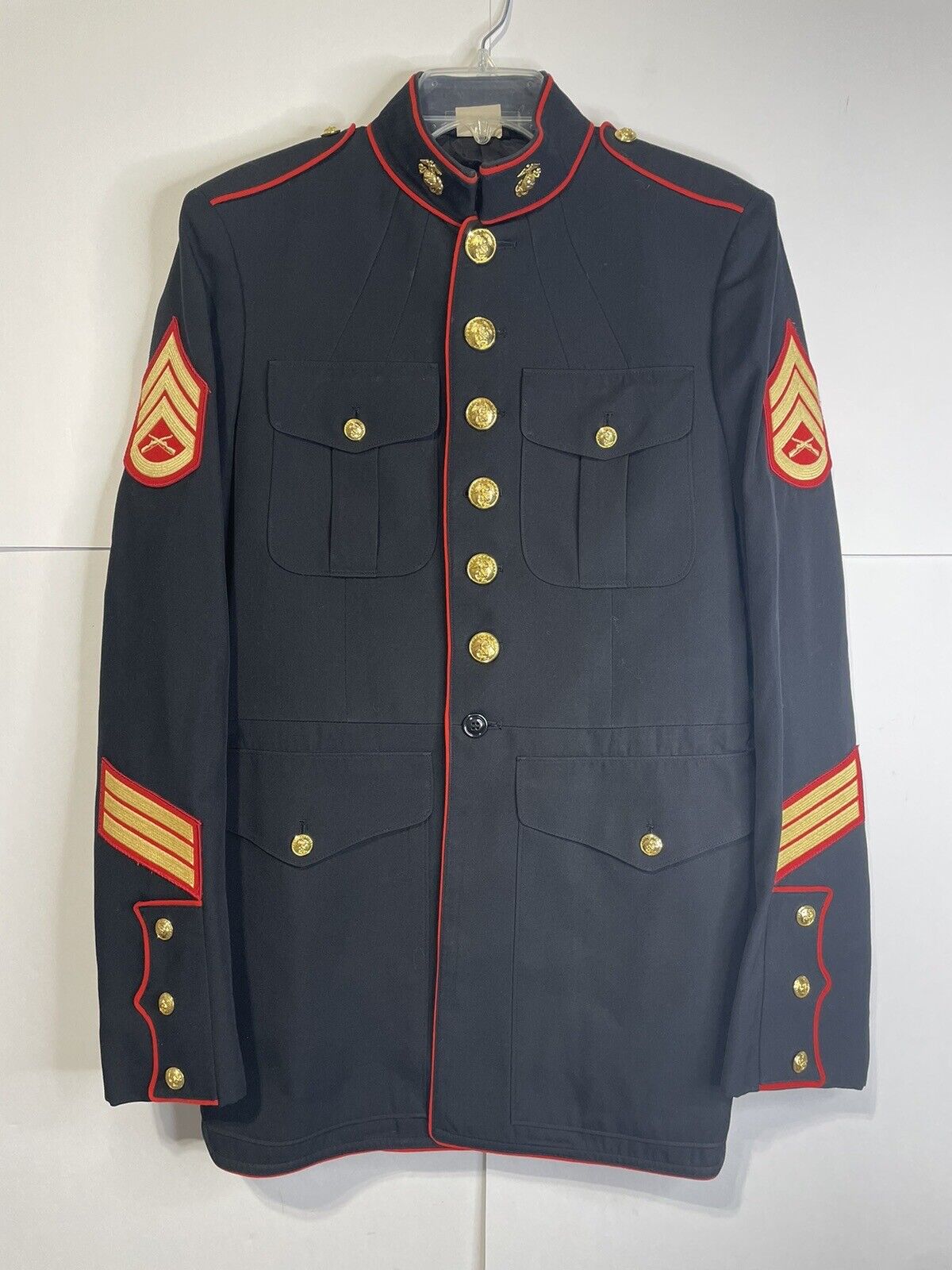 Genuine USMC U.S Marine Dress Blues Jacket Top - Size 43 XL Staff Sergeant