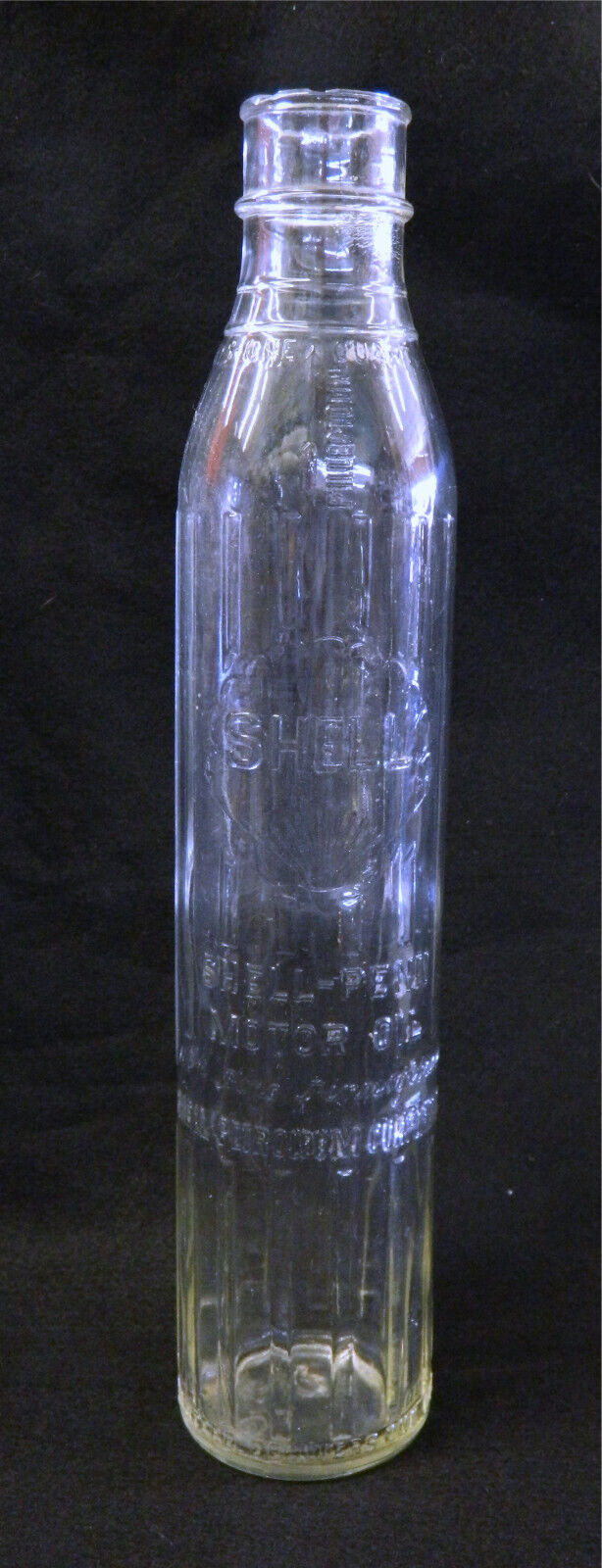 Antique Shell-Penn Qt Embossed Shell Glass Oil Bottle